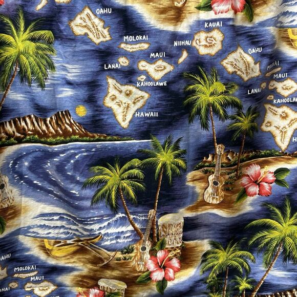 Puanani By Rjc Hawaiian Shirt Unisex Cotton USA Made Island Map Beach Music - XL - Picture 10 of 12